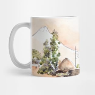 purple iris and Mount Fuji Mug